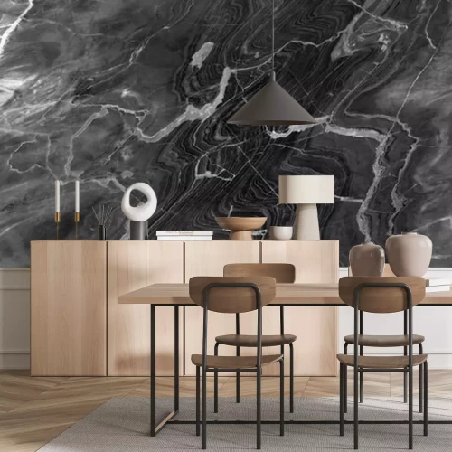 Papier peint  Marbre liquide gris