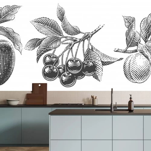 Sticker  Croquis réaliste de fruits noirs et blancs