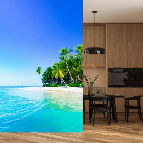 Papier peint  Palmiers sur une île