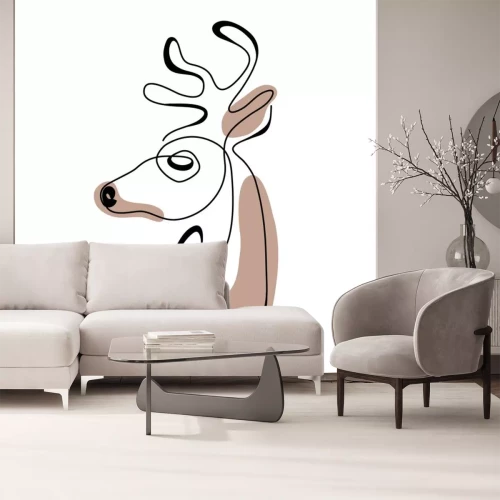 Sticker  Continuous line drawing abstract deer. Modern one line animal illustration, aesthetic contour. Head of Christmas Santa reindeer for greeting cards, prints, poster, sticker, logo. banner. Vector