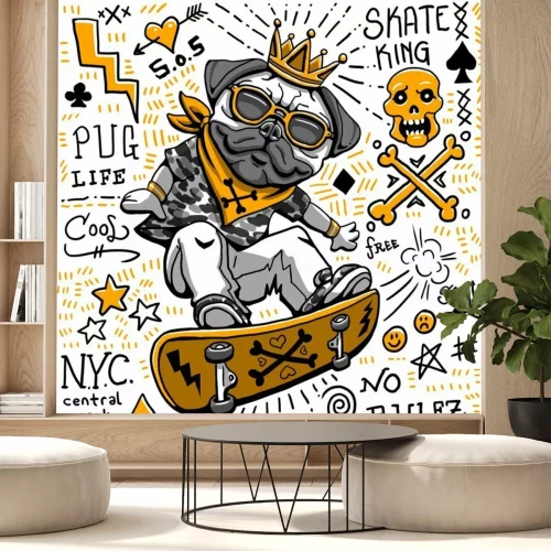Sticker  Skateboard et chien