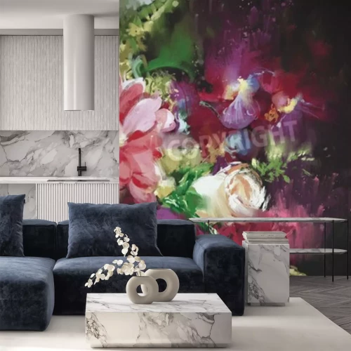 Papier peint  Fleurs sombres dans un style glamour