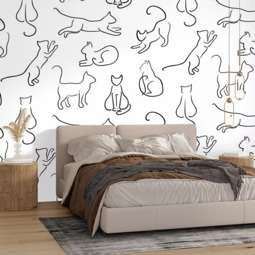 Papier peint  Silhouettes monochromes de chats