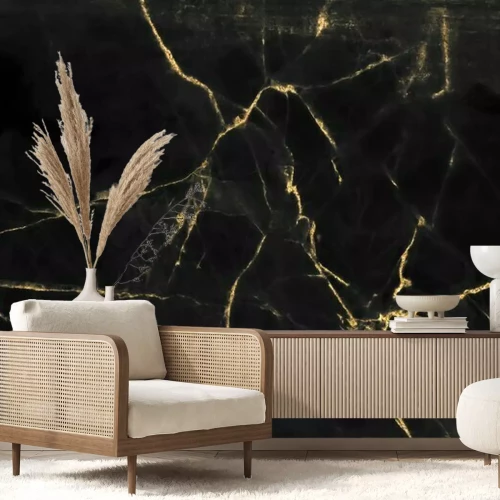 Papier peint  Éclair sur du marbre noir