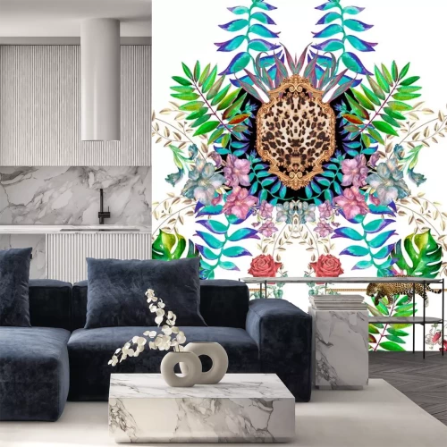 Sticker  Composition colorée avec des plantes et des animaux