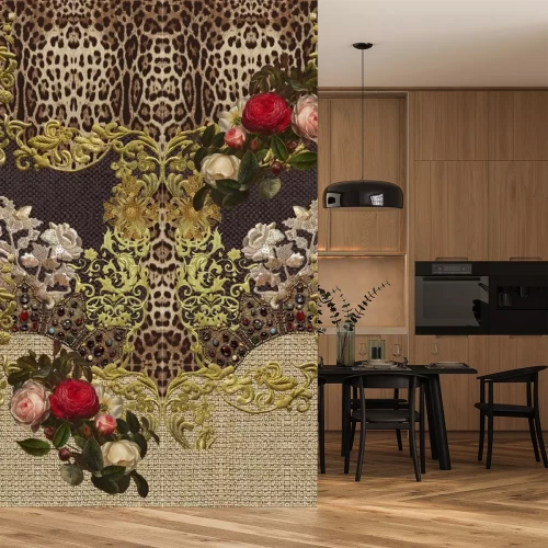 Sticker  vintage background with floral ornament