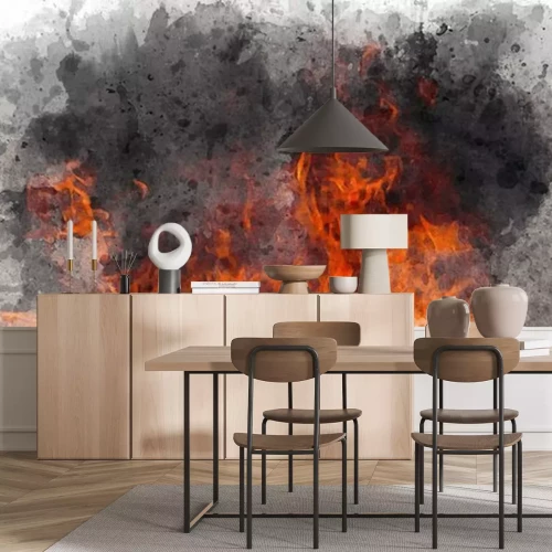 Papier peint  Aquarelle de flammes dans la fumée