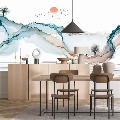 Papier peint  Abstract background ink line decoration painting landscape artistic conception