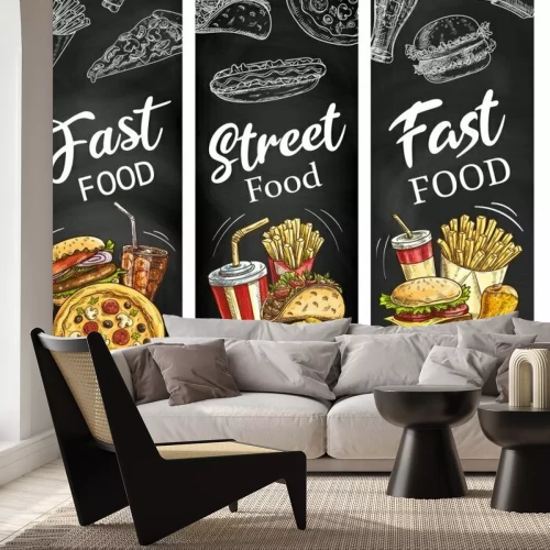 Papier peint  Image burgers et pizza