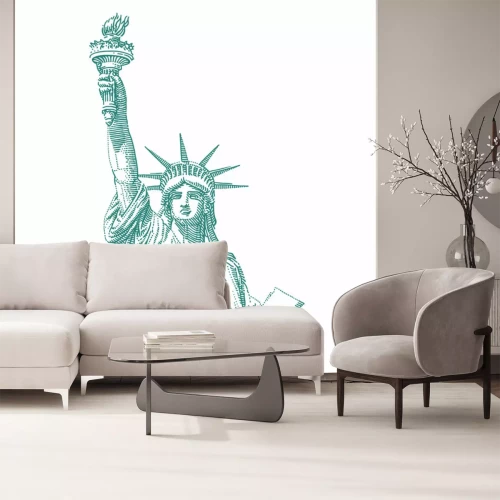 Sticker  Statue of Liberty engraving style illustration. Engraved style drawing. Vector. 