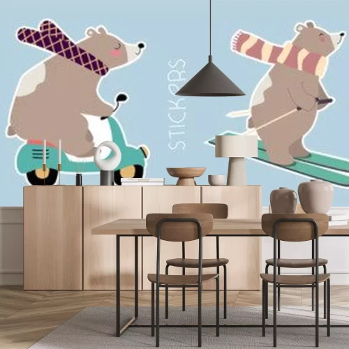 Sticker  Hand drawn vector set of cute funny bears. Pre-made stickers. Eps 10.