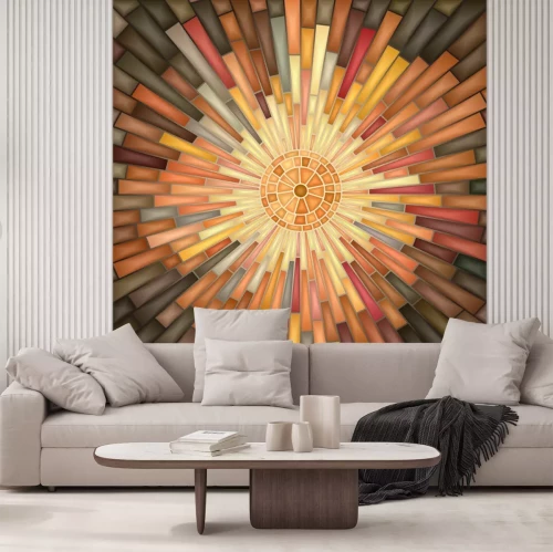 Sticker  Vector mosaic illustration of sun in the sky.