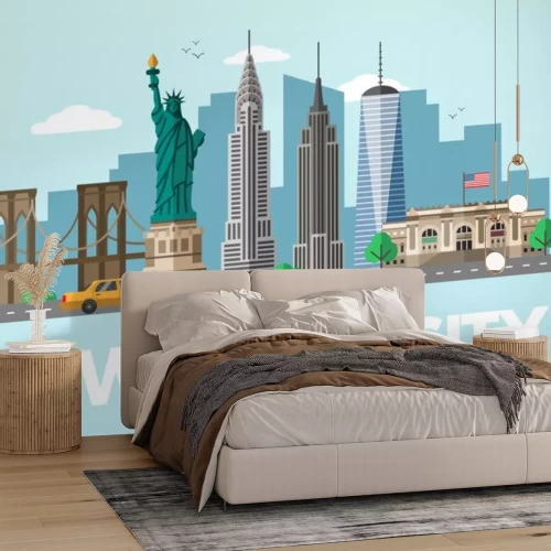 Sticker  New York city flat vector illustration