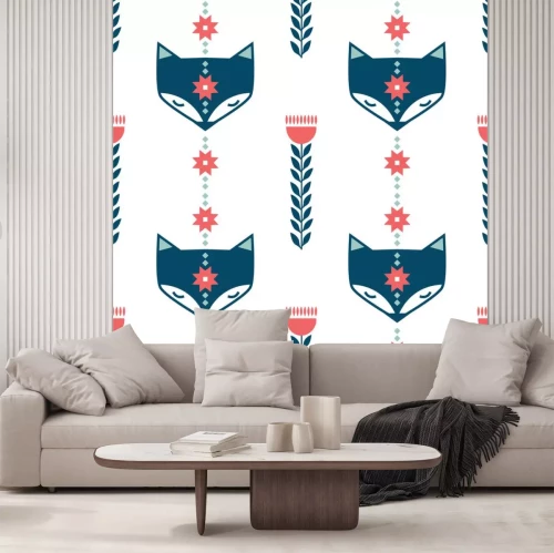 Sticker  Winter folk art seamless pattern in Scandinavian, Nordic style.