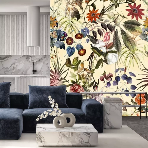 Papier peint  Flowers pattern.Silk scarf design, fashion textile. Background for the design and decoration of textiles. art abstract design, Seamless flower pattern