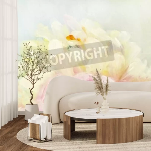 Papier peint  Pivoines et peinture à l'huile