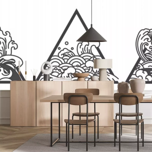 Sticker  Japan water wave triangle tattoo.