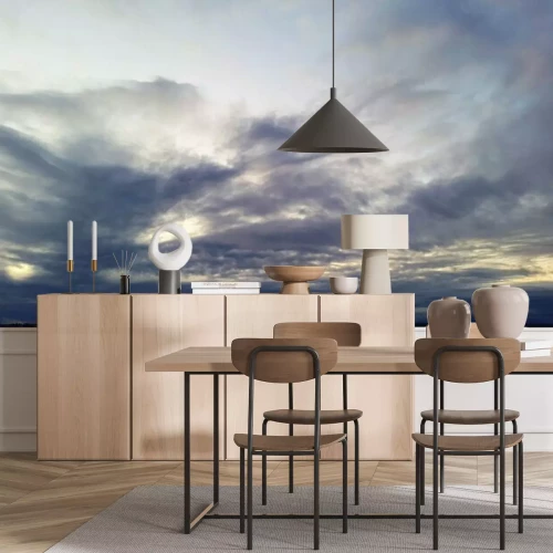 Papier peint  Dark clouds in the evening - cloudy sunset