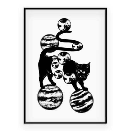 Poster  Une interprétation artistique d'un chat noir à trois yeux.