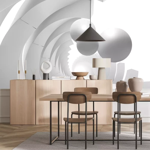 Papier peint  Sphères blanches abstraites