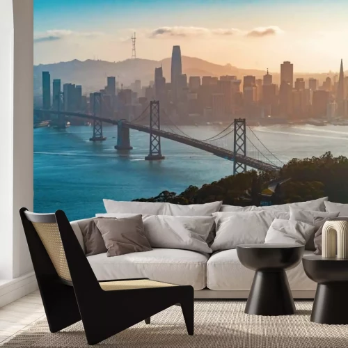 Papier peint  Panorama de la ville avec vue sur le pont