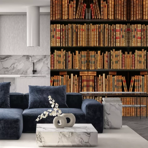 Papier peint  Old books on wooden shelf