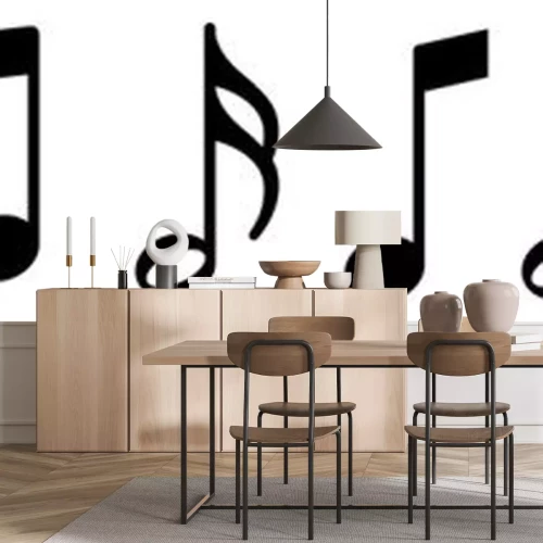 Sticker  Music notes icons set. Black notes symbol on white background - stock vector.