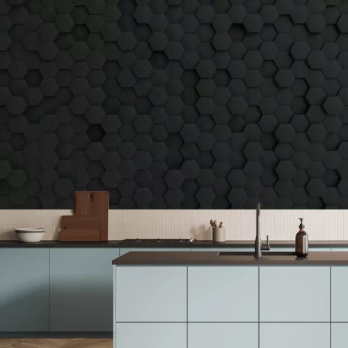 Sticker  Hexagones 3D noirs