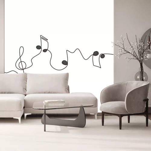 Sticker  one line drawing of music notes isolated vector object continuous simplicity lineart design of sign and symbols.