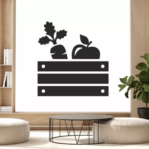 Sticker  Dessin noir et blanc d'une carotte et d'une pomme