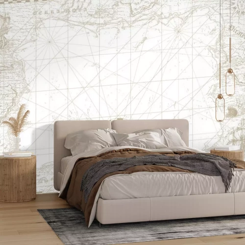 Sticker  vector image of an old sea map in the style of medieval engravings	