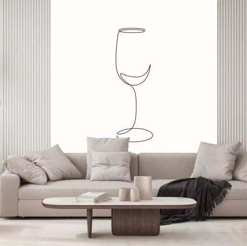 Sticker  Continuous one line wine glass art. Vector