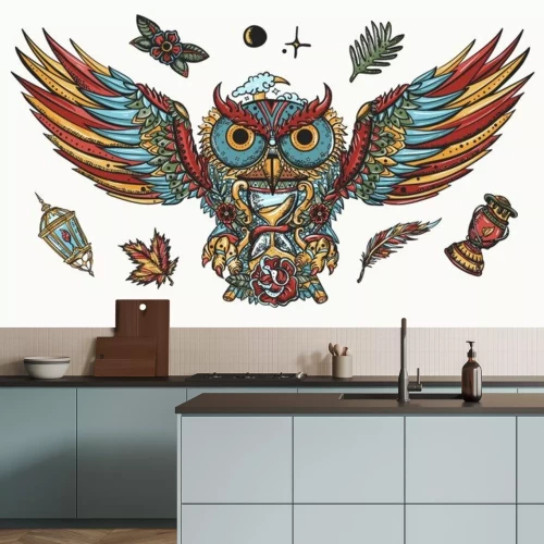 Sticker  Hibou avec un sablier