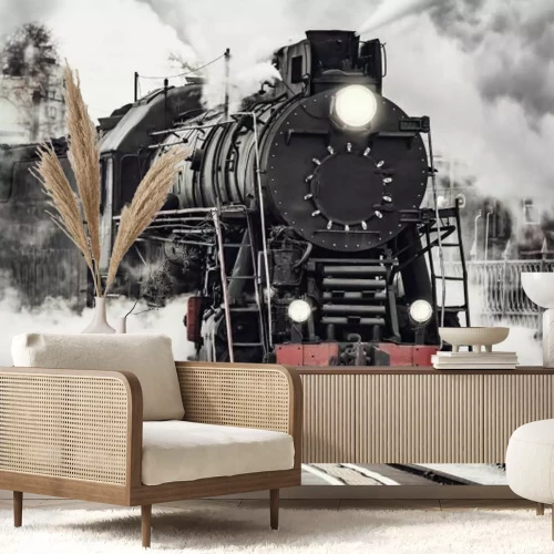 Papier peint  Locomotive à vapeur à la gare