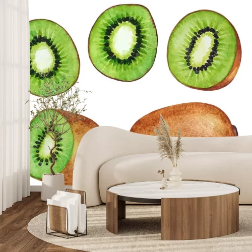 Sticker  Coolection of watercolor kiwi fruits