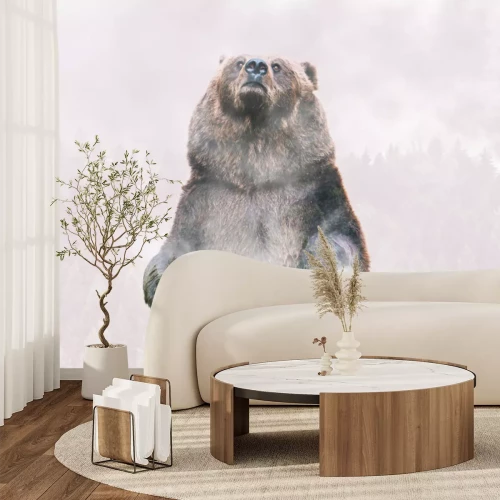 Papier peint  Ours grizzli et contour de la forêt