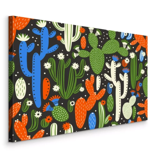 Tableau  Composition abstraite avec des cactus colorés