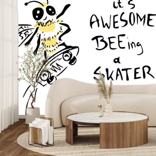 Sticker  Abeille sur un skateboard