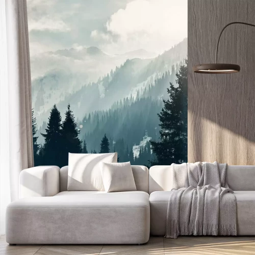 Papier peint  Des montagnes dans les nuages