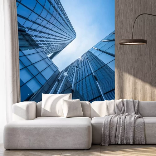 Sticker  Gratte-ciel avec un ciel bleu en arrière-plan