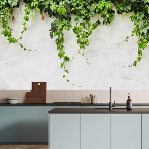 Papier peint  Plantes vertes serpentant sur le mur