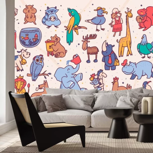 Sticker  Cute animals cartoon illustrations set