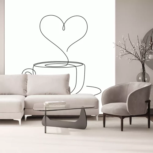 Sticker  Une tasse de café avec un graphique simple de coeur