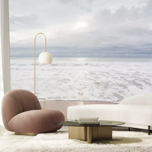 Papier peint  Ocean, sea, sand beach with black clouds on horizon. Zen picture (France-Vendée-Les Sables-d'Olonne)