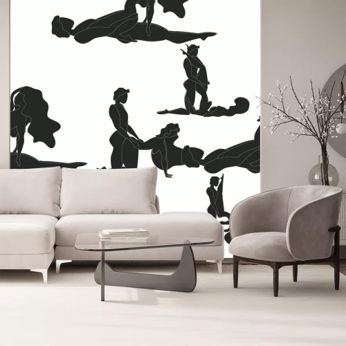 Sticker  Kama Sutra, seamless pattern, design, poster, fabric. Kamasutra, sketchy poses for making love. Set.