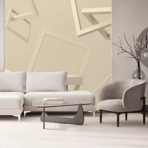 Papier peint  Abstract mock up scene minimal concept beige color with geometry shape podium background for product presentation. 3d rendering