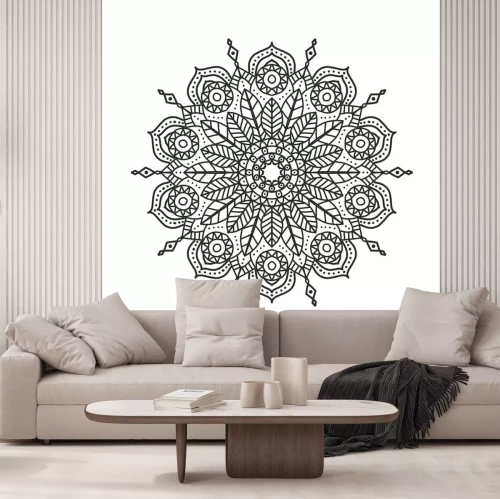 Sticker  Abstract paper cut to mandala design background.