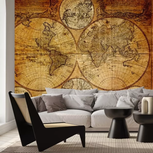 Papier peint  Carte du monde historique sur papier vieilli