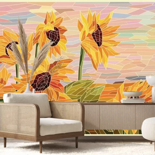 Papier peint  Mosaïque de tournesols