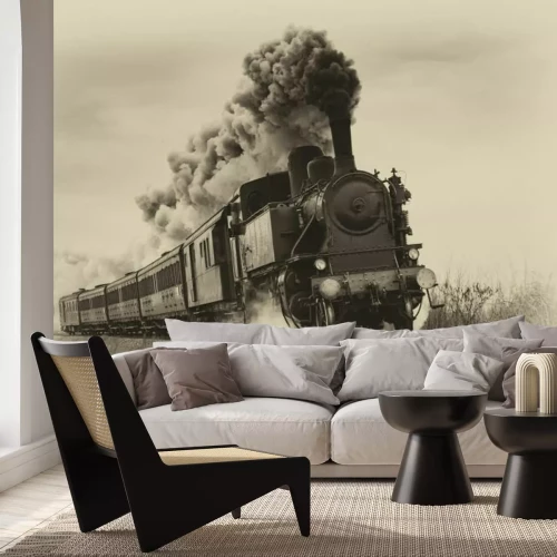 Papier peint  Locomotive à vapeur paysage au style vintage